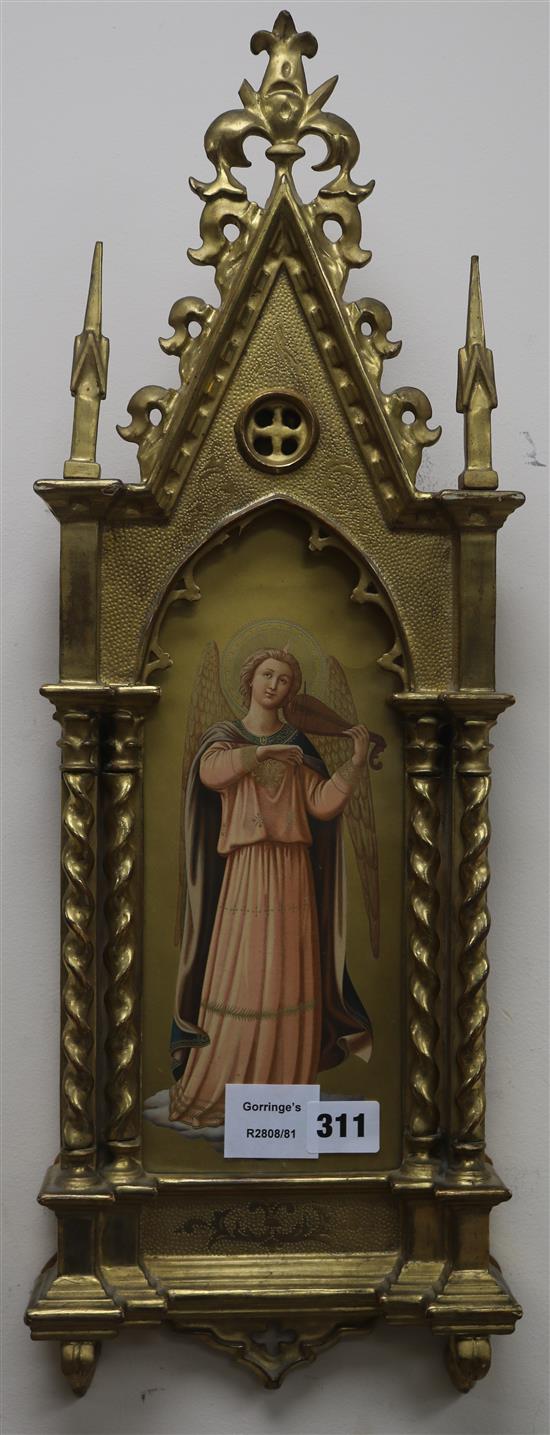 An Arundel Society print in gilt gothic frame overall 58 x 20cm.
